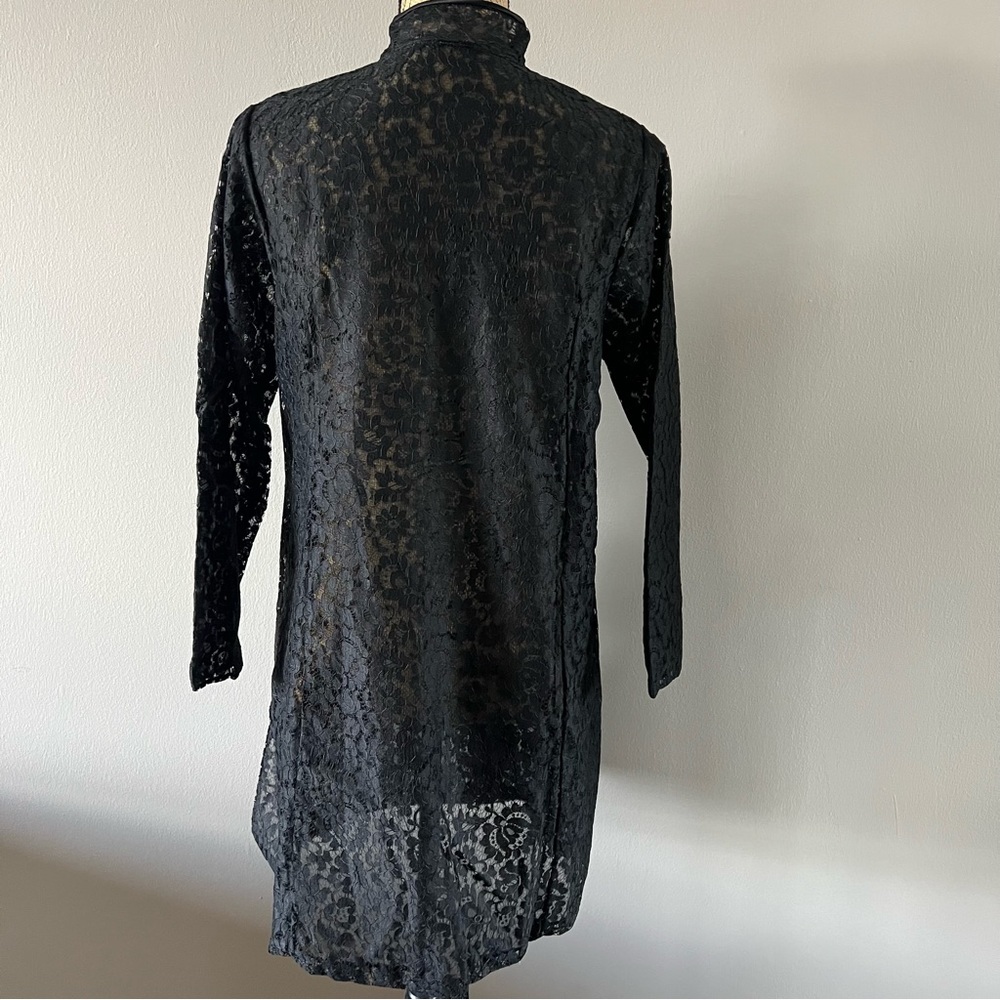 Vintage Gotham Lingerie Black Lace Jacket With Mandarin Collar Size Large - Picture 2 of 8
